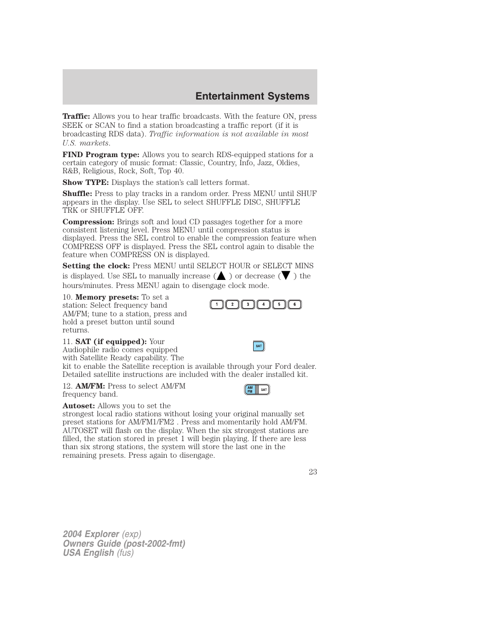 Entertainment systems | FORD 2004 Explorer v.2 User Manual | Page 23 / 296