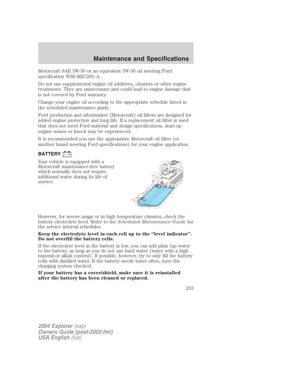 Maintenance and specifications | FORD 2004 Explorer v.2 User Manual | Page 233 / 296