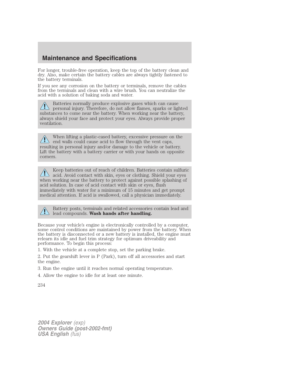 Maintenance and specifications | FORD 2004 Explorer v.2 User Manual | Page 234 / 296