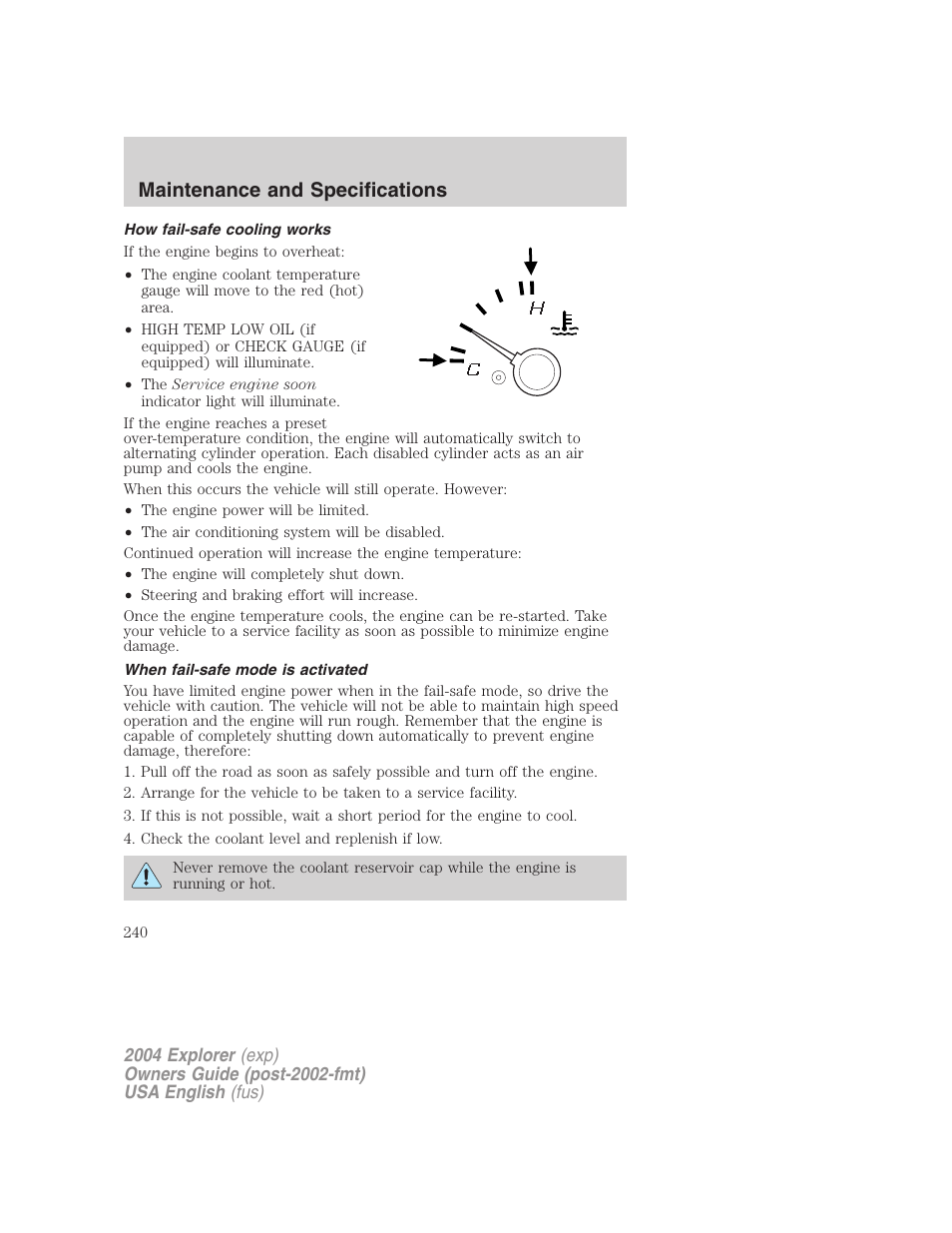 Maintenance and specifications | FORD 2004 Explorer v.2 User Manual | Page 240 / 296