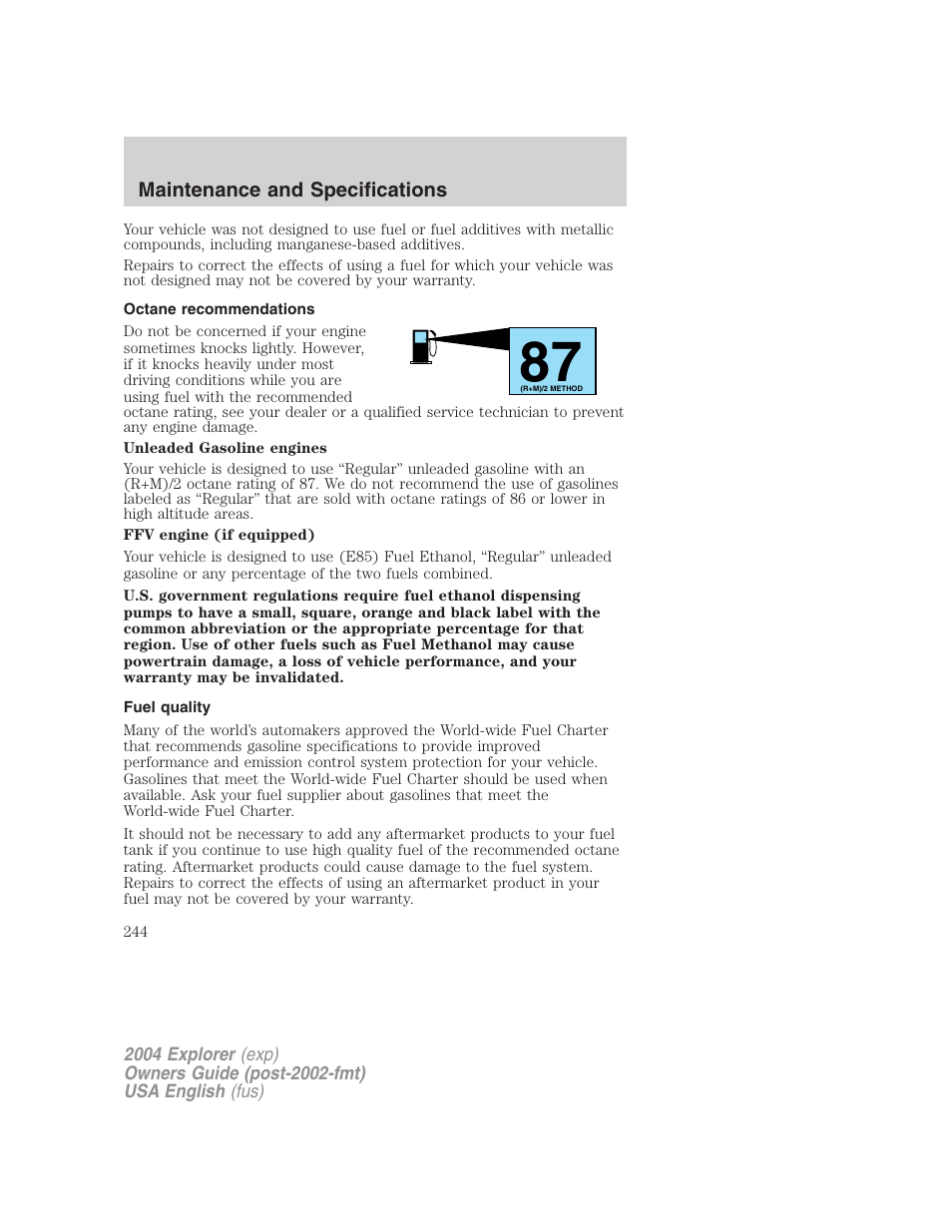 FORD 2004 Explorer v.2 User Manual | Page 244 / 296