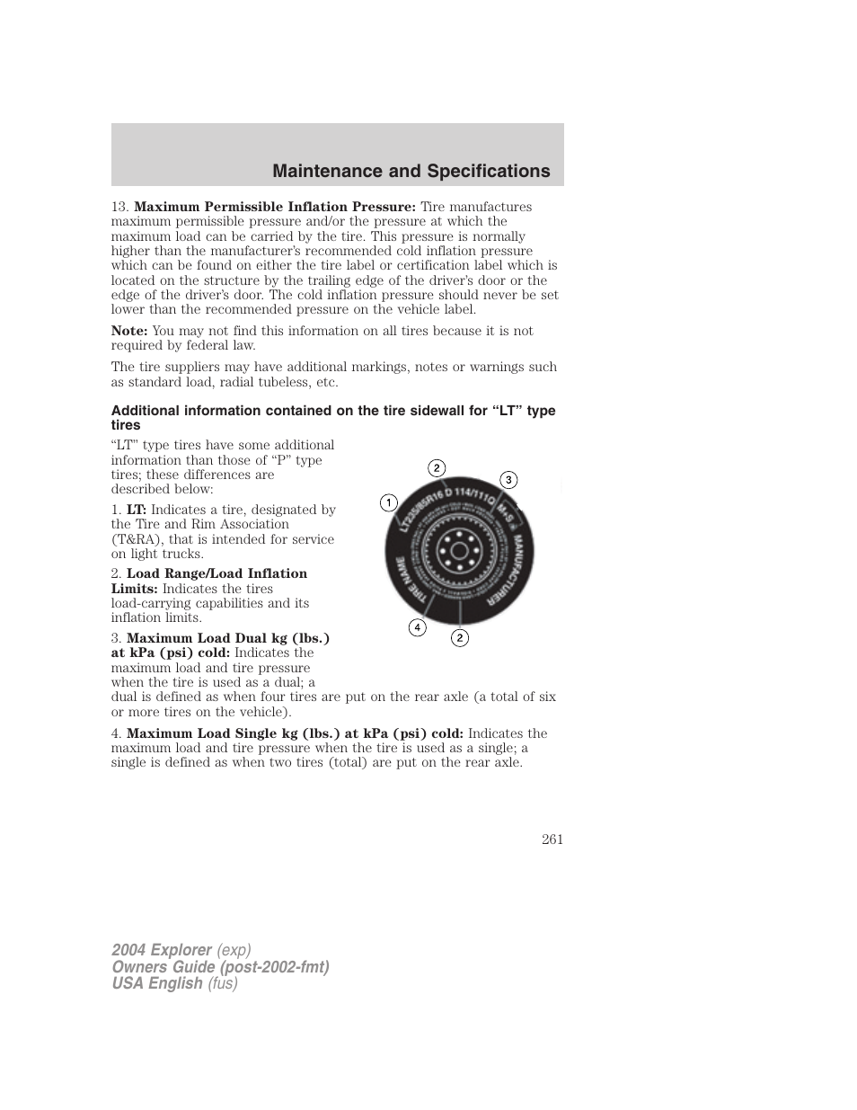Maintenance and specifications | FORD 2004 Explorer v.2 User Manual | Page 261 / 296