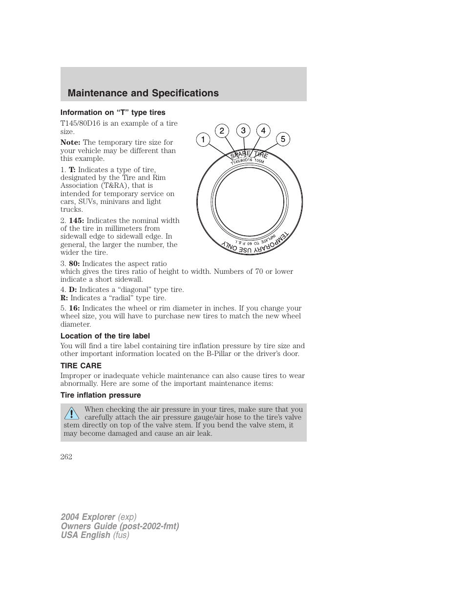 Maintenance and specifications | FORD 2004 Explorer v.2 User Manual | Page 262 / 296
