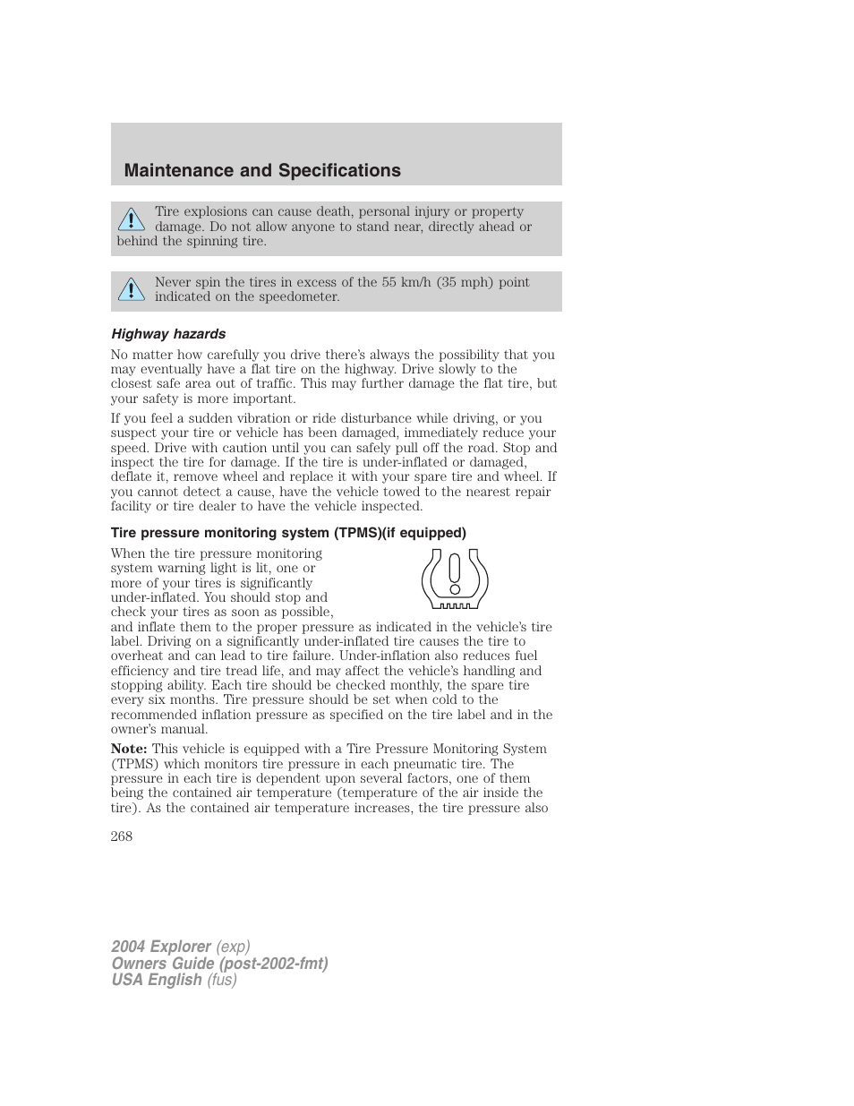 Maintenance and specifications | FORD 2004 Explorer v.2 User Manual | Page 268 / 296
