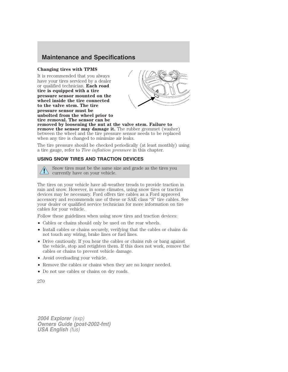 Maintenance and specifications | FORD 2004 Explorer v.2 User Manual | Page 270 / 296