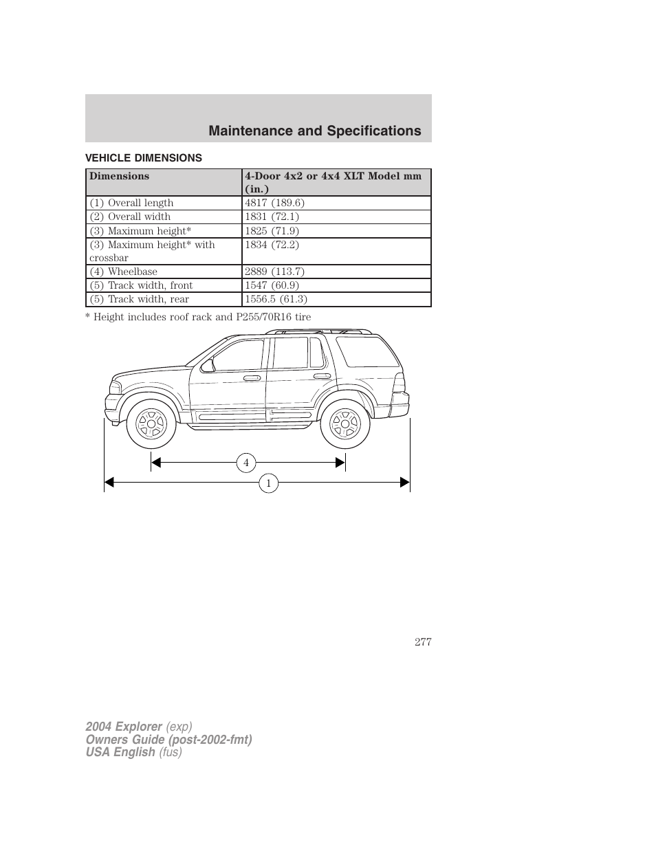 Maintenance and specifications | FORD 2004 Explorer v.2 User Manual | Page 277 / 296