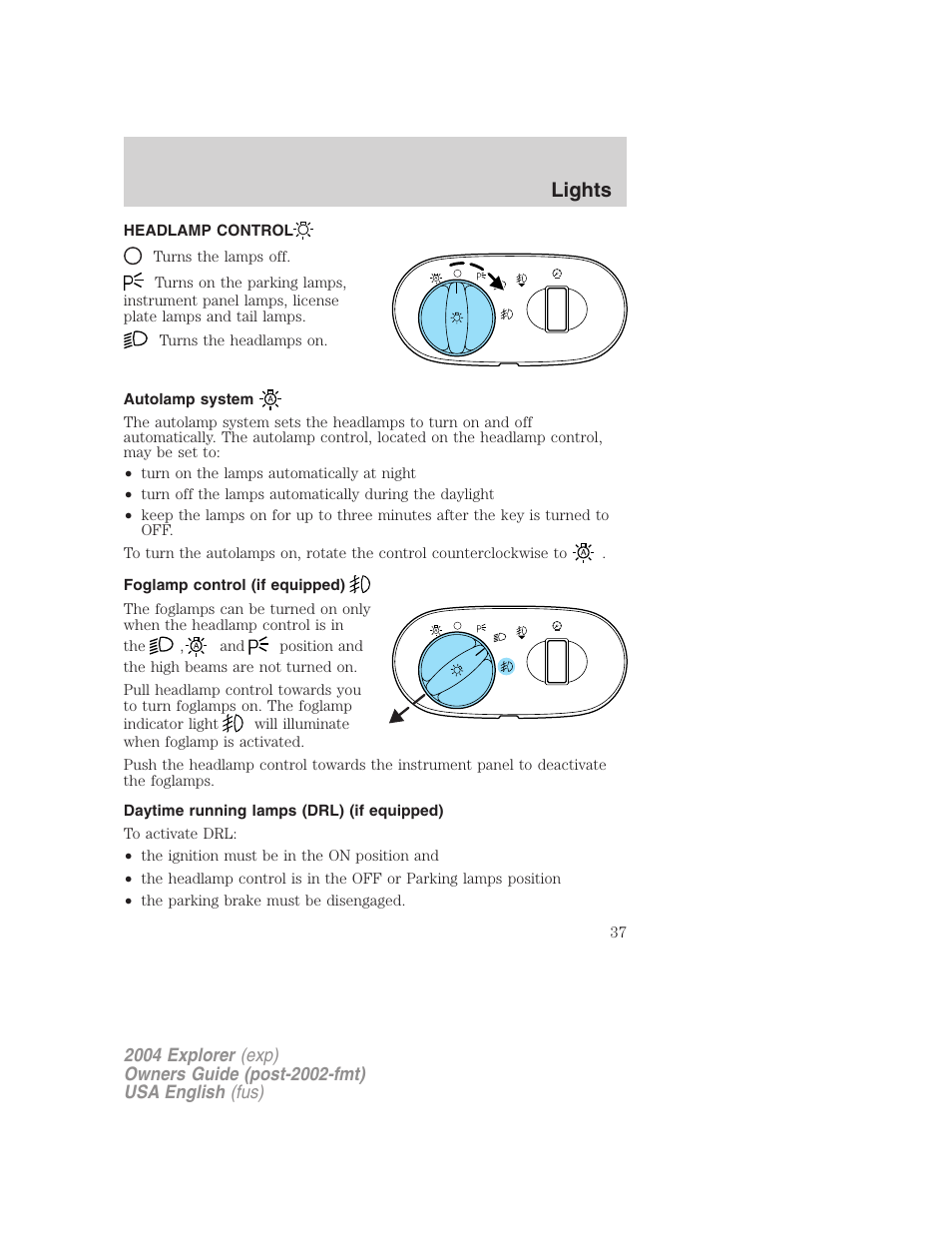 Lights | FORD 2004 Explorer v.2 User Manual | Page 37 / 296