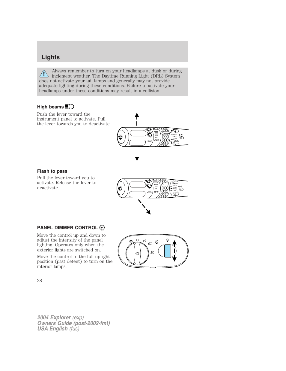 Lights | FORD 2004 Explorer v.2 User Manual | Page 38 / 296