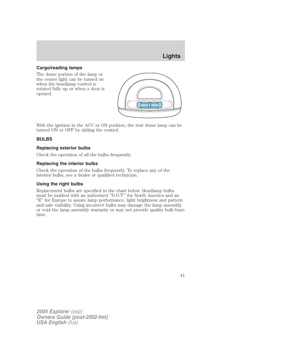 Lights | FORD 2004 Explorer v.2 User Manual | Page 41 / 296