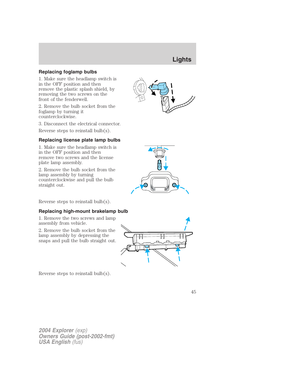 Lights | FORD 2004 Explorer v.2 User Manual | Page 45 / 296