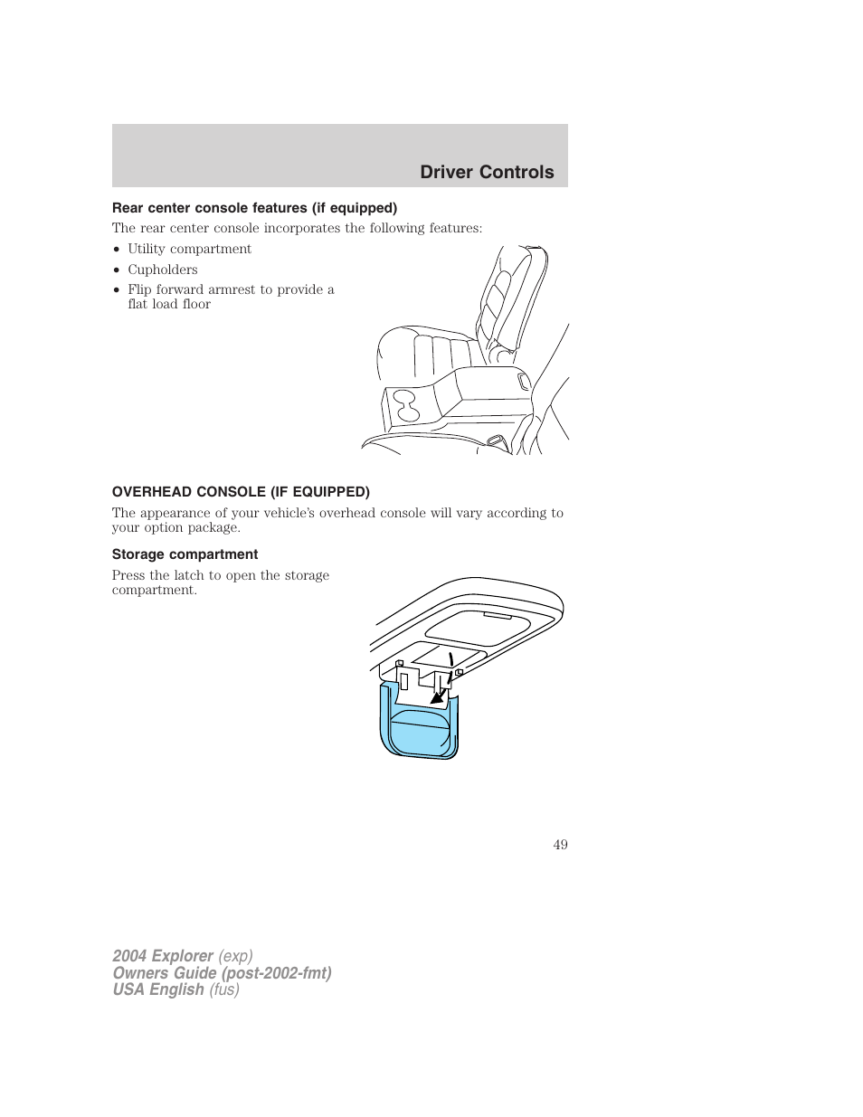 Driver controls | FORD 2004 Explorer v.2 User Manual | Page 49 / 296