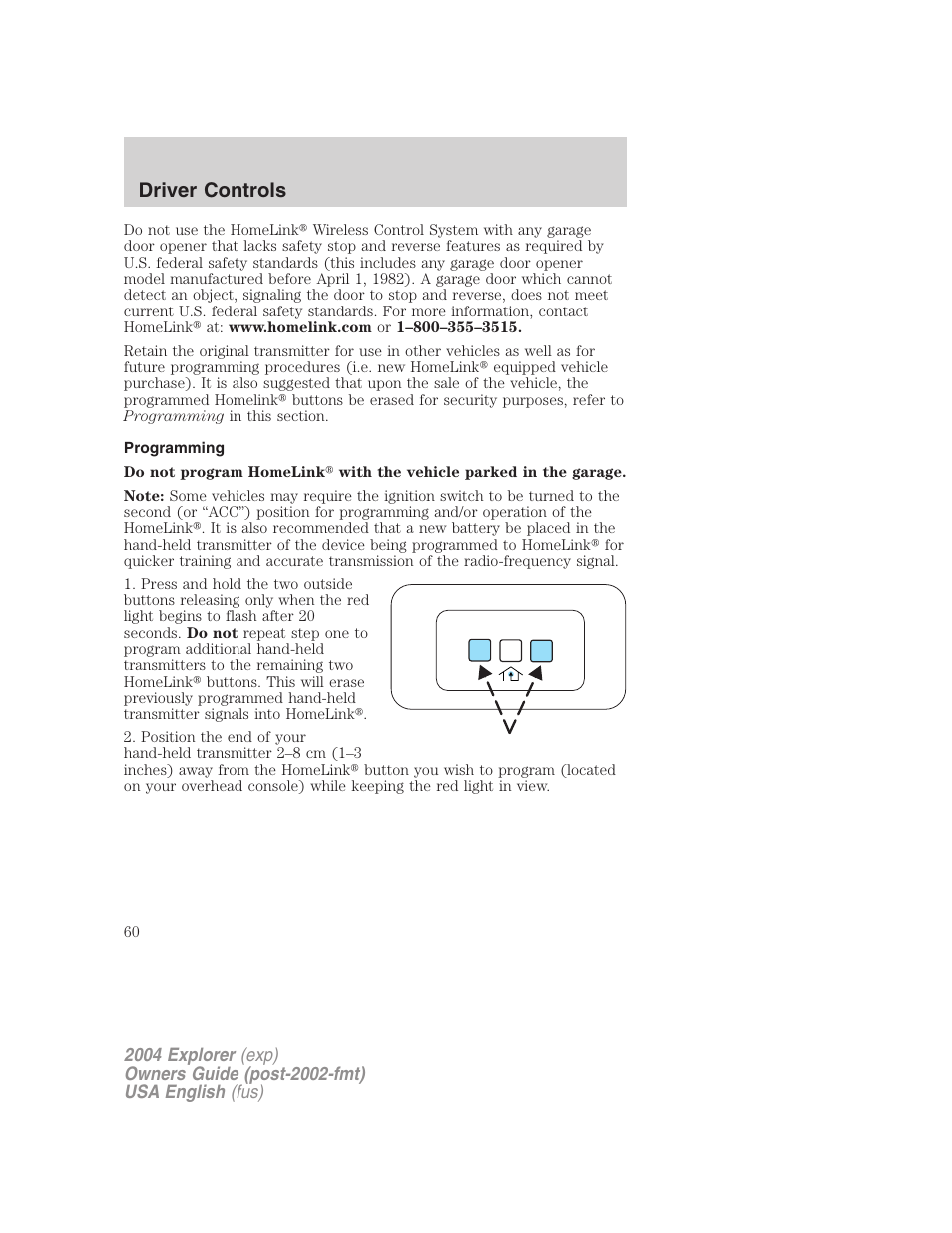 Driver controls | FORD 2004 Explorer v.2 User Manual | Page 60 / 296