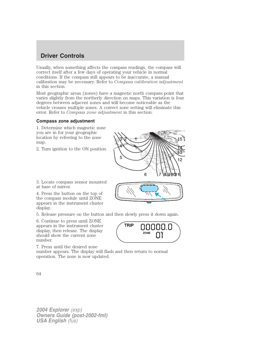 Driver controls | FORD 2004 Explorer v.2 User Manual | Page 64 / 296