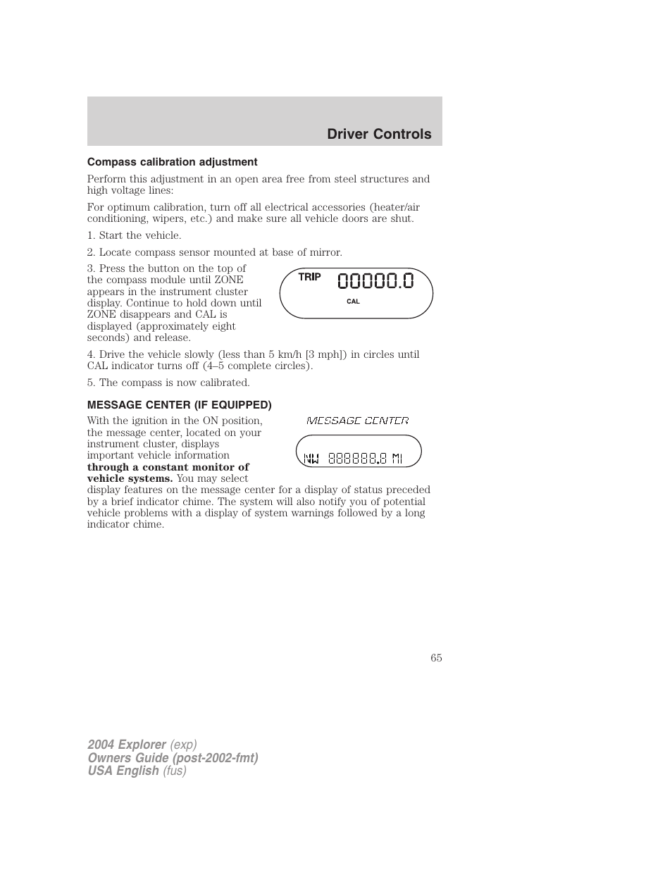 Driver controls | FORD 2004 Explorer v.2 User Manual | Page 65 / 296