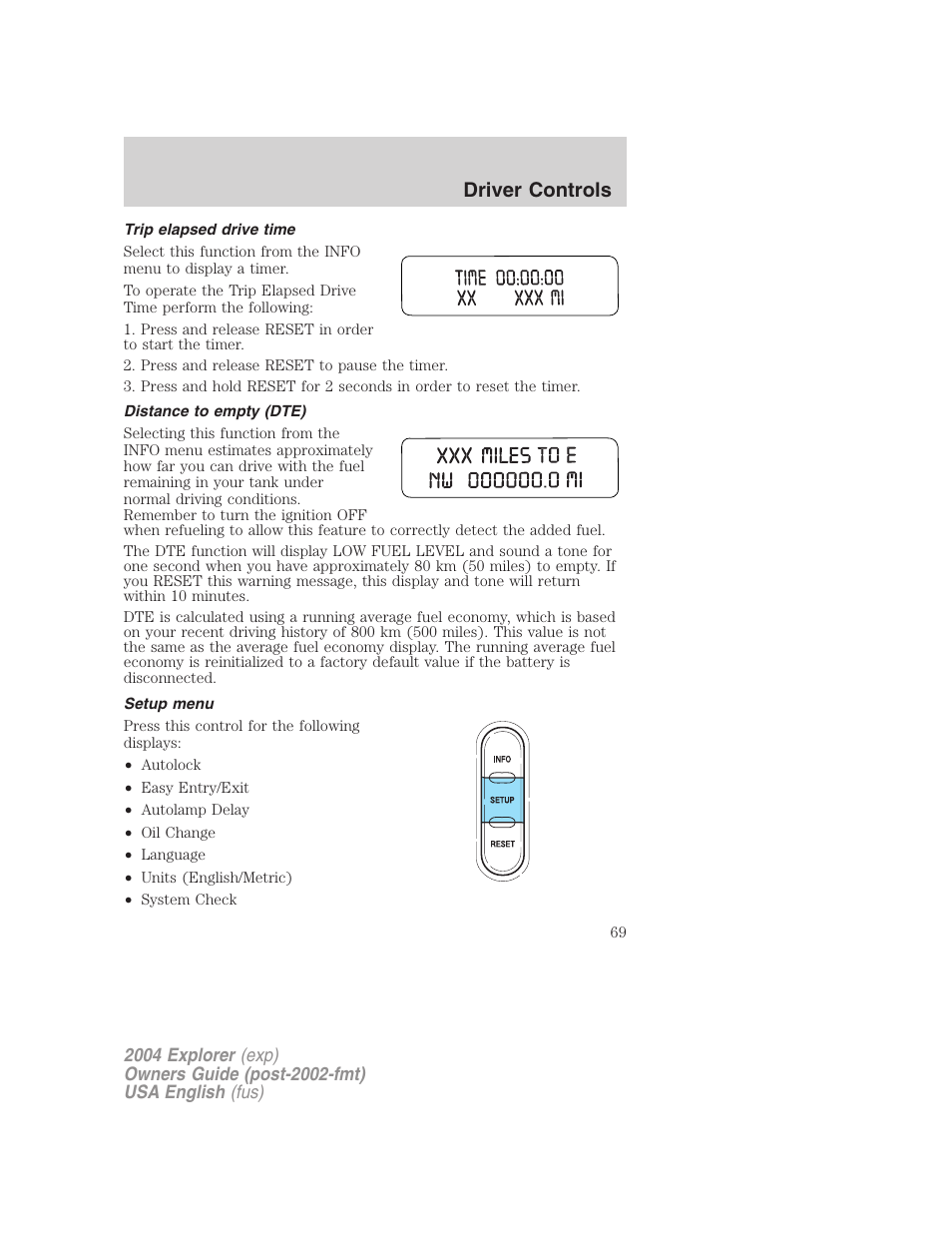 Driver controls | FORD 2004 Explorer v.2 User Manual | Page 69 / 296