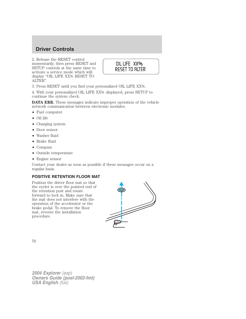 Driver controls | FORD 2004 Explorer v.2 User Manual | Page 76 / 296