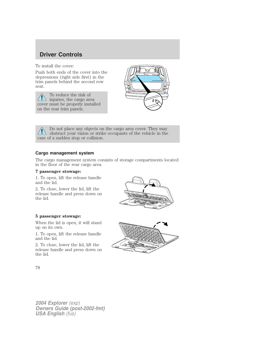 Driver controls | FORD 2004 Explorer v.2 User Manual | Page 78 / 296