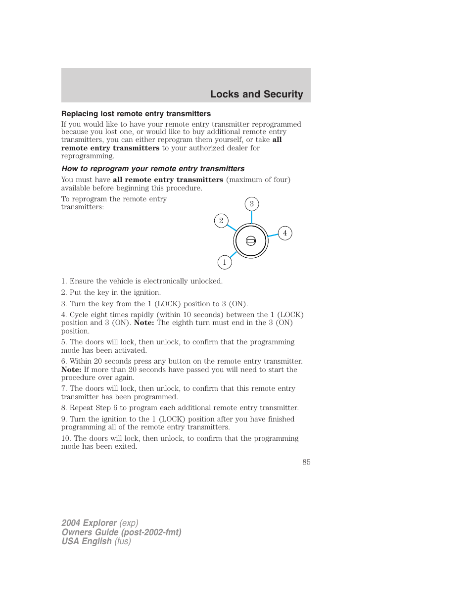 Locks and security | FORD 2004 Explorer v.2 User Manual | Page 85 / 296