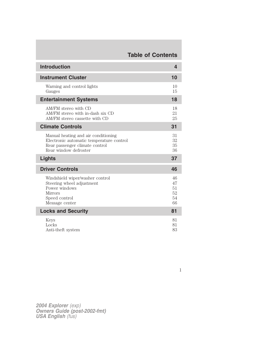 FORD 2004 Explorer v.3 User Manual | 296 pages