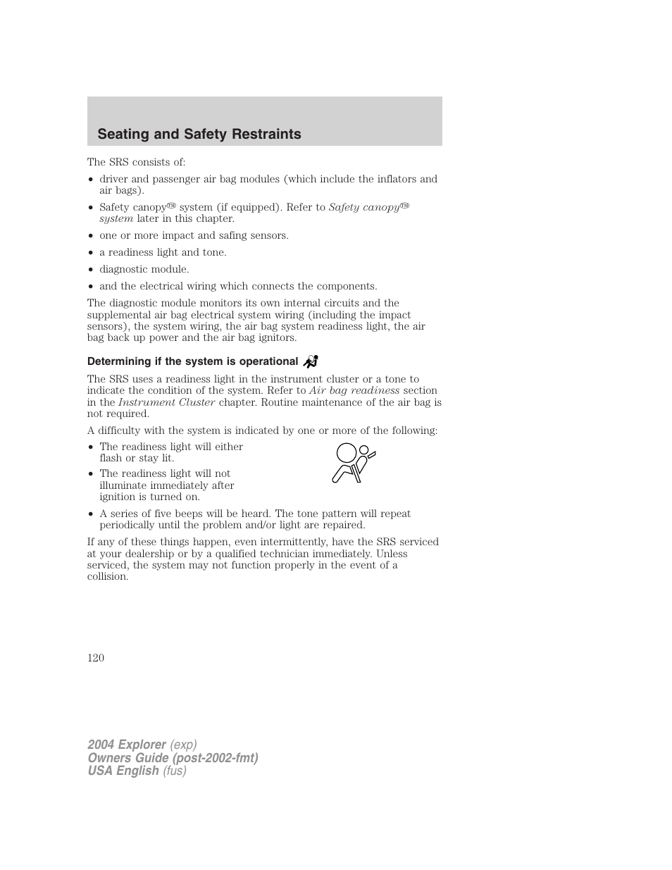 Seating and safety restraints | FORD 2004 Explorer v.3 User Manual | Page 120 / 296