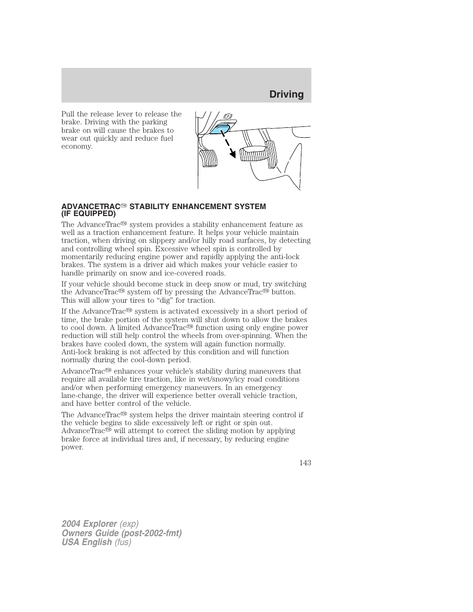 Driving | FORD 2004 Explorer v.3 User Manual | Page 143 / 296