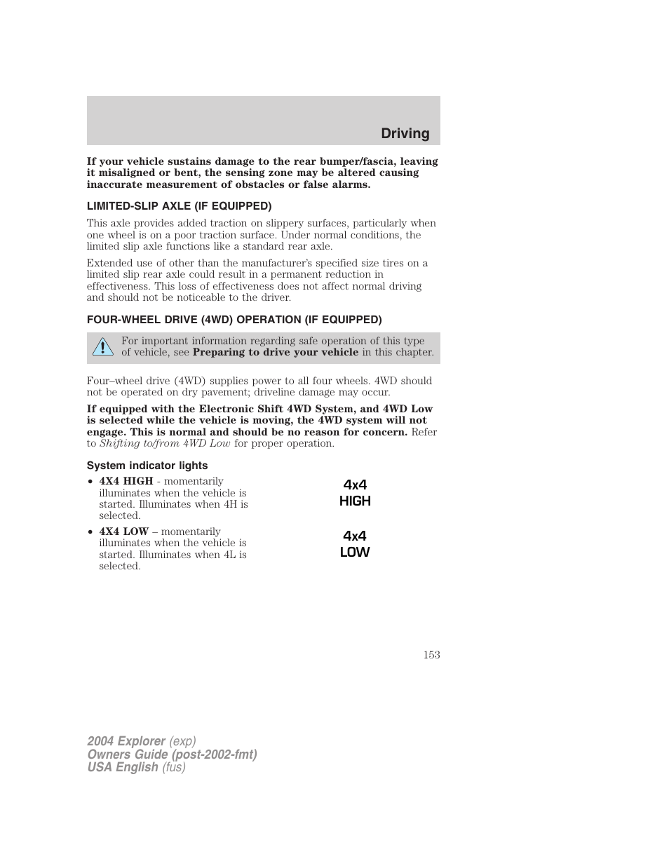 Driving | FORD 2004 Explorer v.3 User Manual | Page 153 / 296