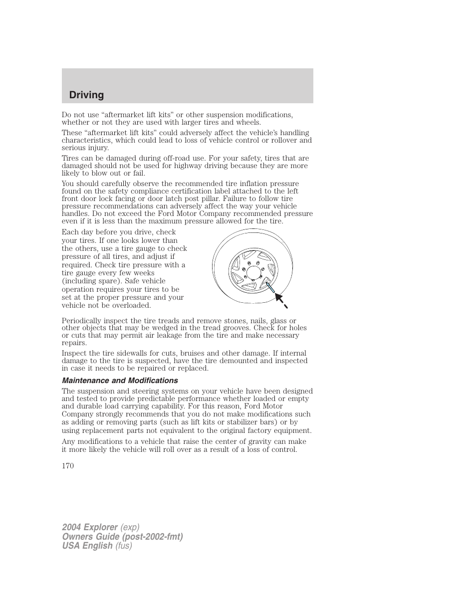 Driving | FORD 2004 Explorer v.3 User Manual | Page 170 / 296