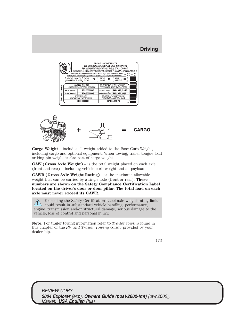 Driving | FORD 2004 Explorer v.3 User Manual | Page 173 / 296