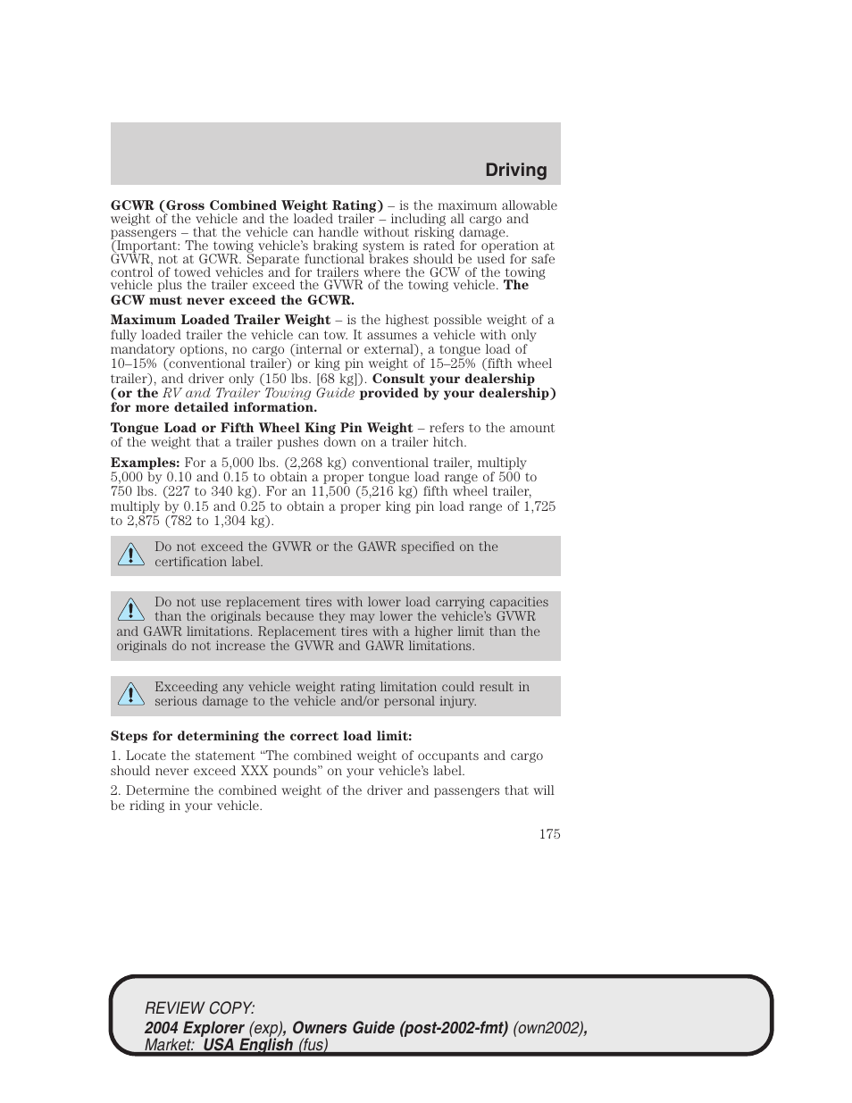 Driving | FORD 2004 Explorer v.3 User Manual | Page 175 / 296