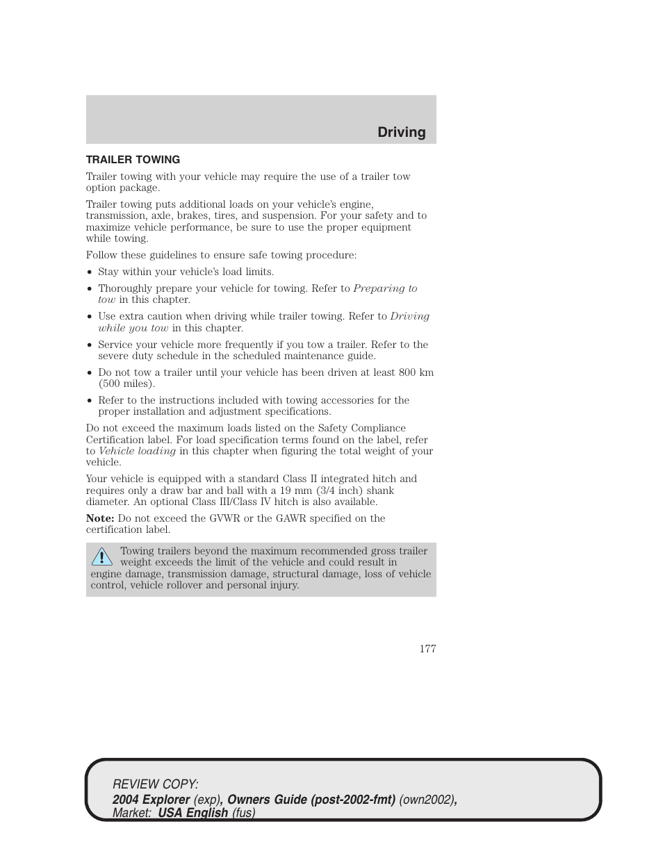 Driving | FORD 2004 Explorer v.3 User Manual | Page 177 / 296