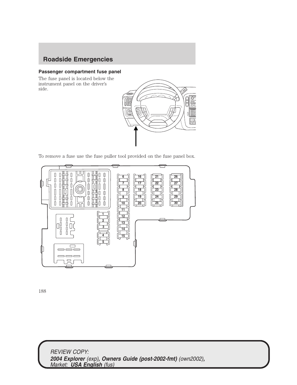 Roadside emergencies | FORD 2004 Explorer v.3 User Manual | Page 188 / 296