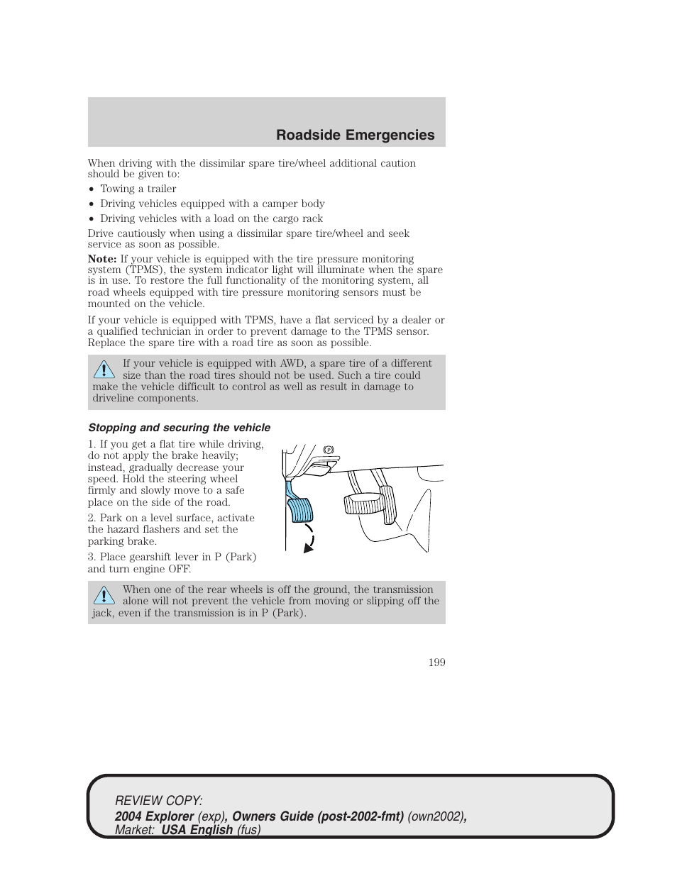 Roadside emergencies | FORD 2004 Explorer v.3 User Manual | Page 199 / 296