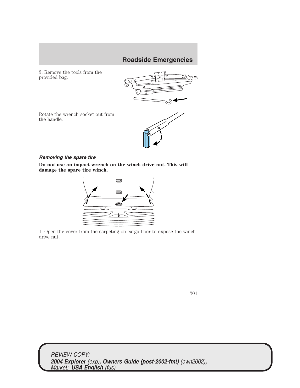 Roadside emergencies | FORD 2004 Explorer v.3 User Manual | Page 201 / 296