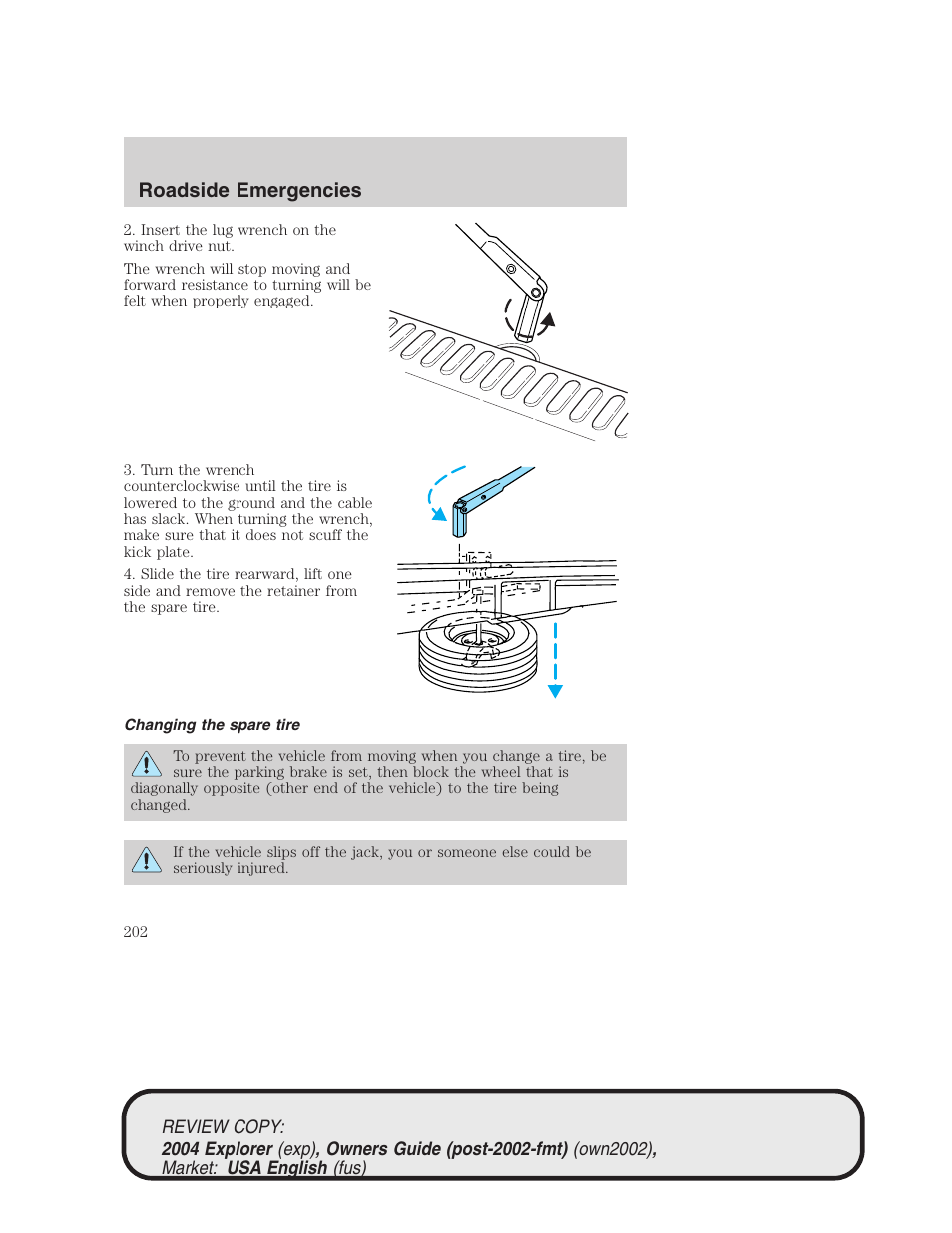 Roadside emergencies | FORD 2004 Explorer v.3 User Manual | Page 202 / 296