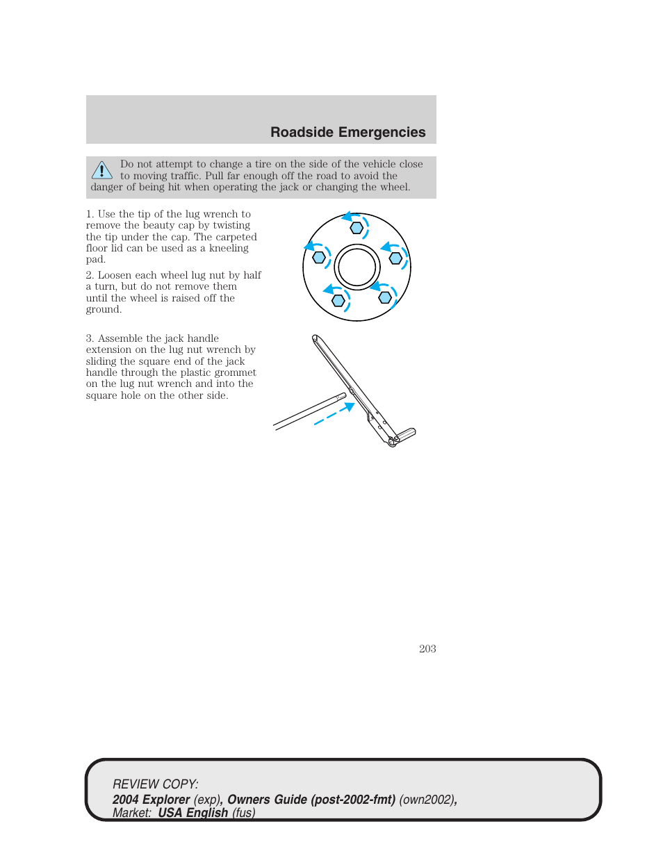 Roadside emergencies | FORD 2004 Explorer v.3 User Manual | Page 203 / 296