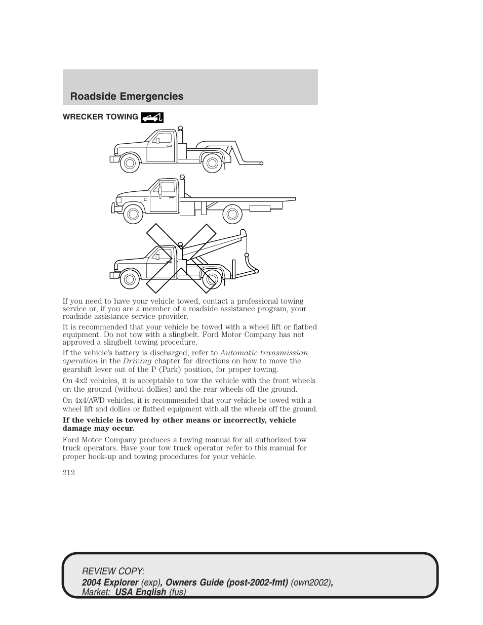 Roadside emergencies | FORD 2004 Explorer v.3 User Manual | Page 212 / 296