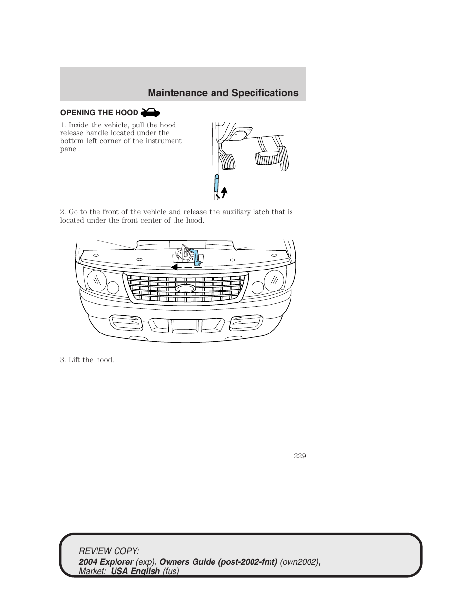 Maintenance and specifications | FORD 2004 Explorer v.3 User Manual | Page 229 / 296
