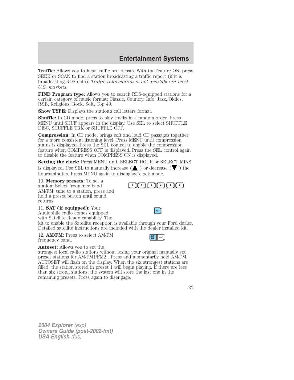 Entertainment systems | FORD 2004 Explorer v.3 User Manual | Page 23 / 296