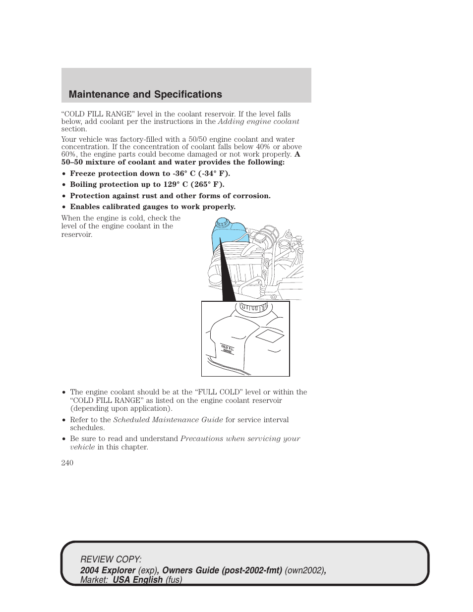 Maintenance and specifications | FORD 2004 Explorer v.3 User Manual | Page 240 / 296