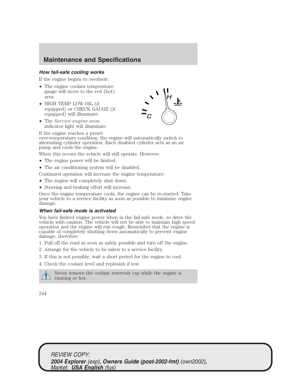Maintenance and specifications | FORD 2004 Explorer v.3 User Manual | Page 244 / 296