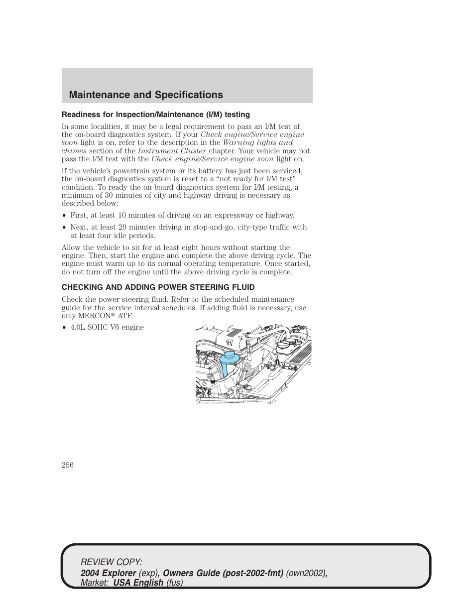 Maintenance and specifications | FORD 2004 Explorer v.3 User Manual | Page 256 / 296