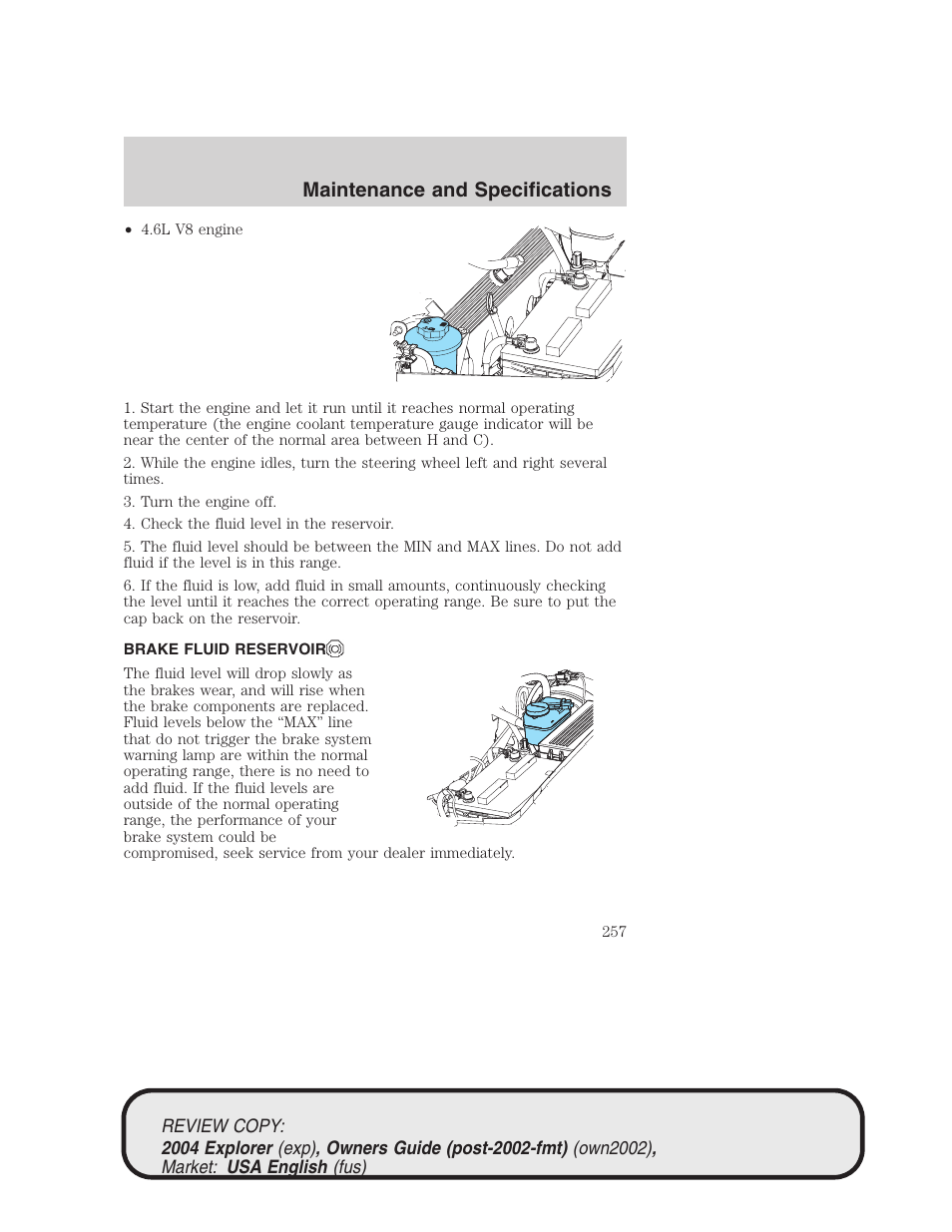 Maintenance and specifications | FORD 2004 Explorer v.3 User Manual | Page 257 / 296
