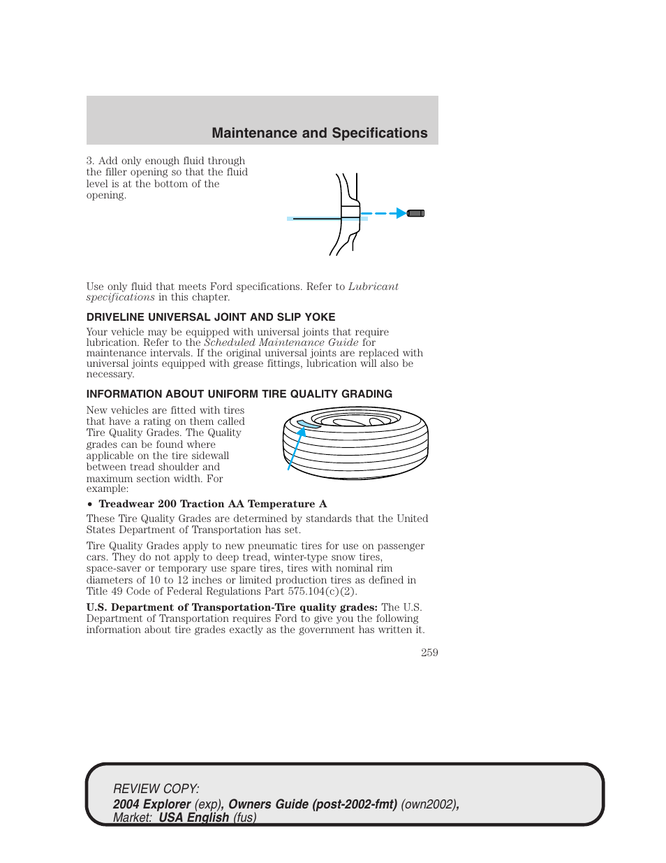 Maintenance and specifications | FORD 2004 Explorer v.3 User Manual | Page 259 / 296
