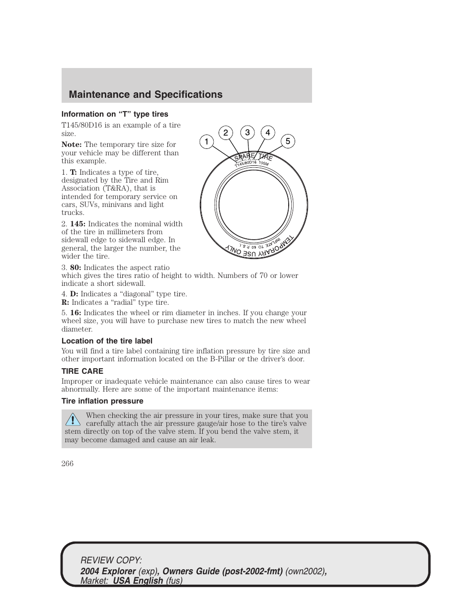 Maintenance and specifications | FORD 2004 Explorer v.3 User Manual | Page 266 / 296