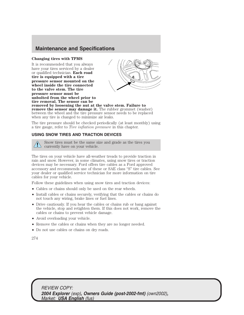 Maintenance and specifications | FORD 2004 Explorer v.3 User Manual | Page 274 / 296