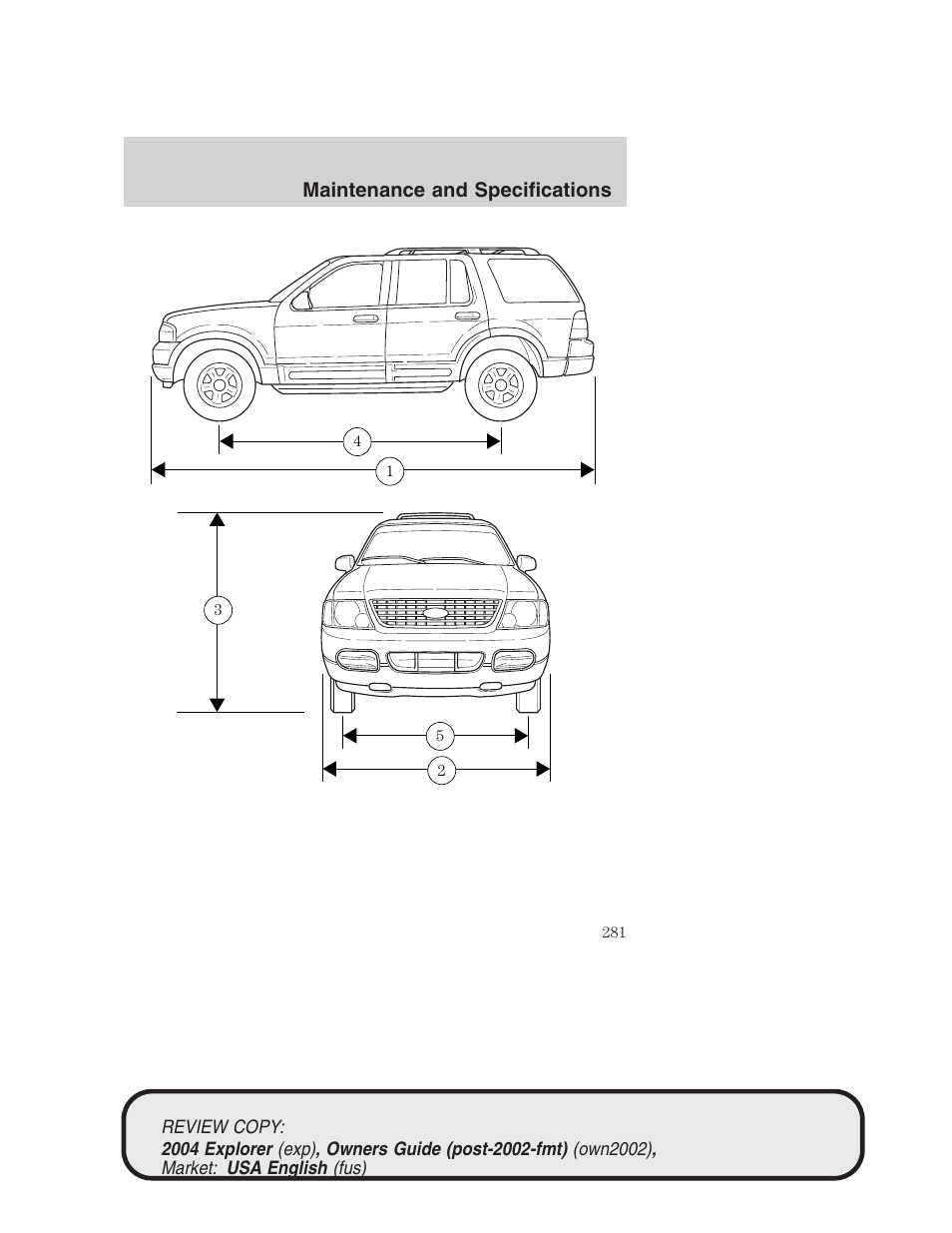 Maintenance and specifications | FORD 2004 Explorer v.3 User Manual | Page 281 / 296