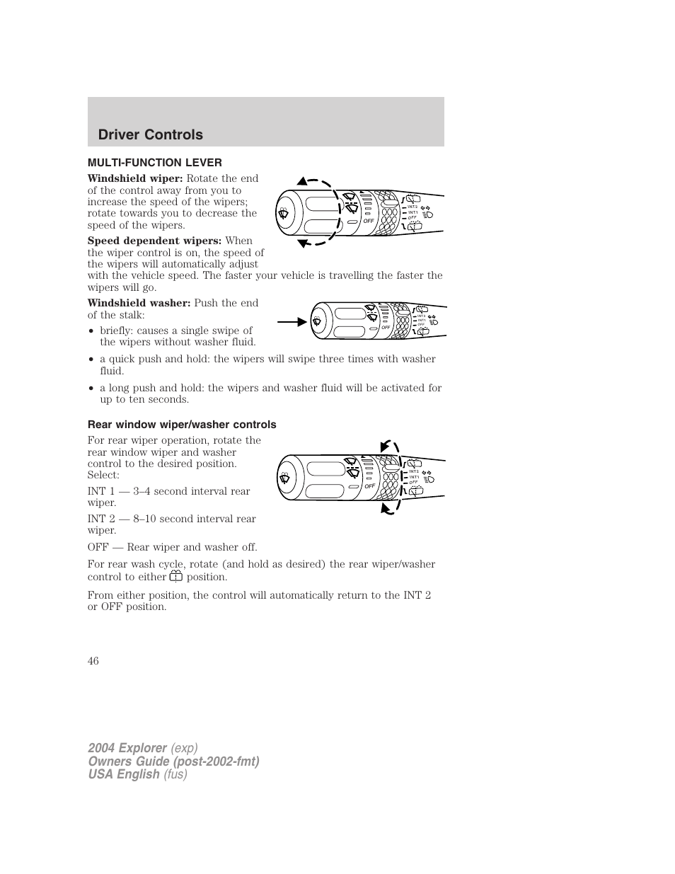 Driver controls | FORD 2004 Explorer v.3 User Manual | Page 46 / 296