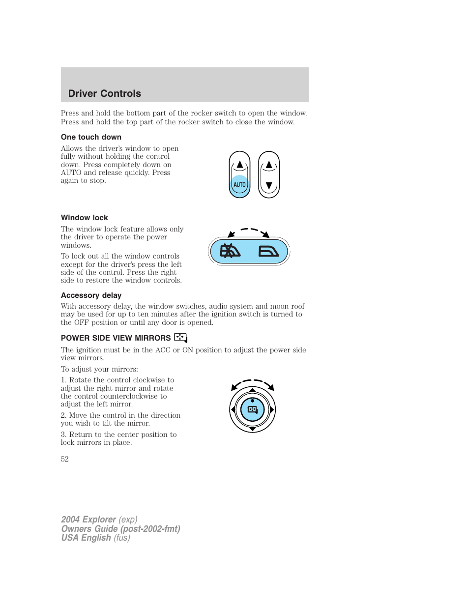 Driver controls | FORD 2004 Explorer v.3 User Manual | Page 52 / 296