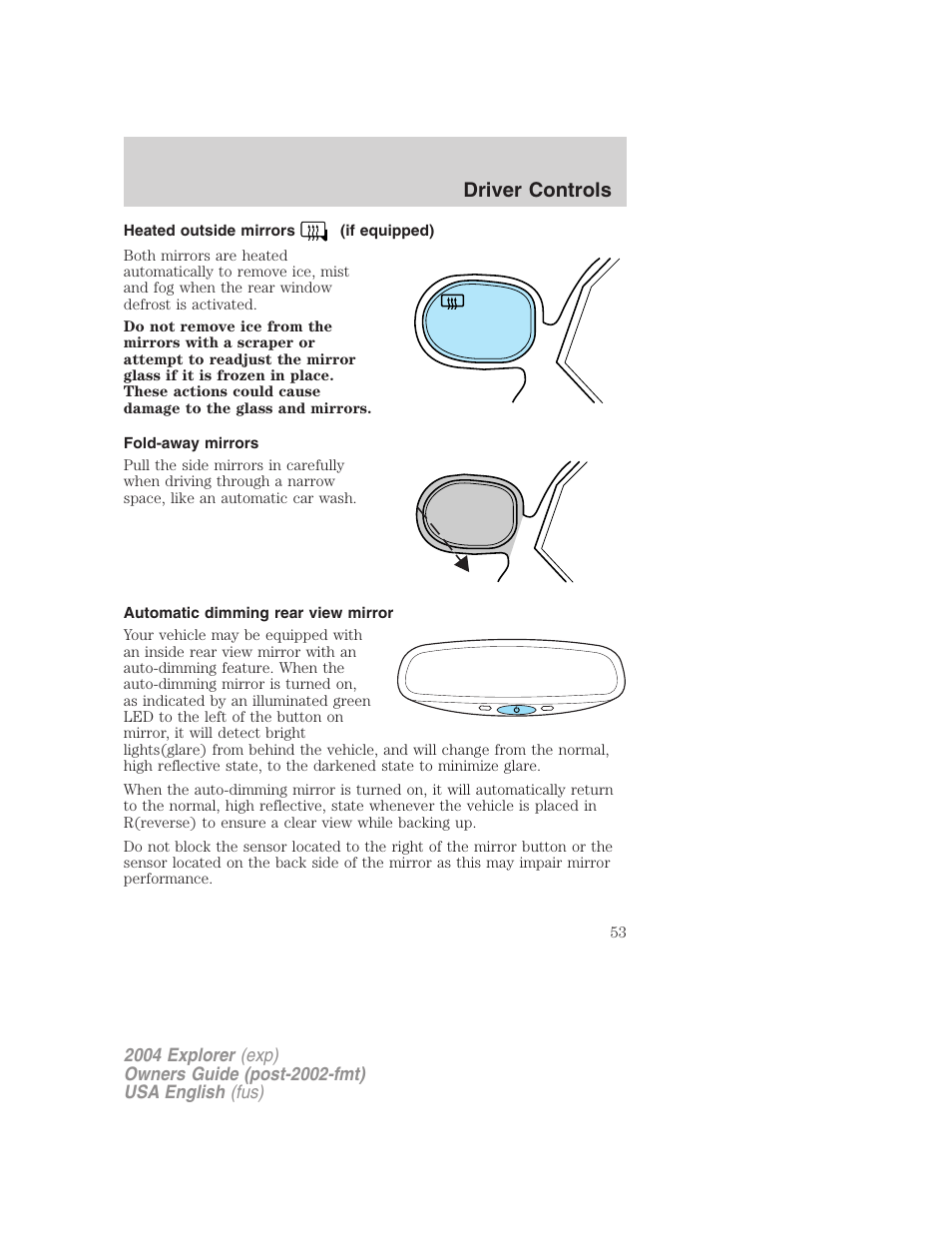 Driver controls | FORD 2004 Explorer v.3 User Manual | Page 53 / 296