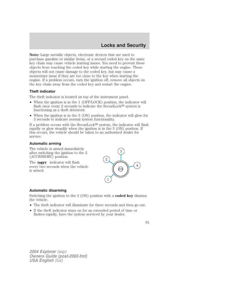 Locks and security | FORD 2004 Explorer v.3 User Manual | Page 91 / 296